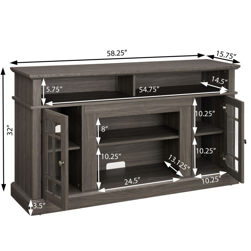 GOODSILO Classic TV Media Stand with Open and Closed Storage for 65-Inch TVs Modern Entertainment Console with Adjustable Shelves image number 2