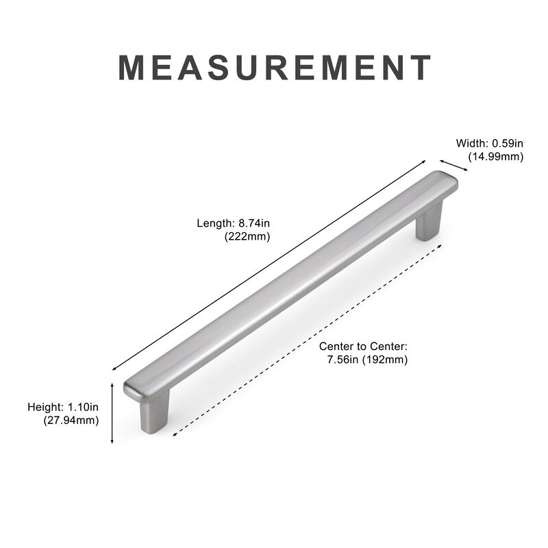 Hestia Hardware 10 Pack 7.56 Inch Modern Curved Edge Flat Bar Pull image number 6