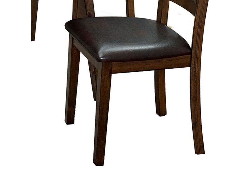 Wooden Dining Table with Ladder Back Style Chairs, Set of 5, Brown - Benzara image number 3