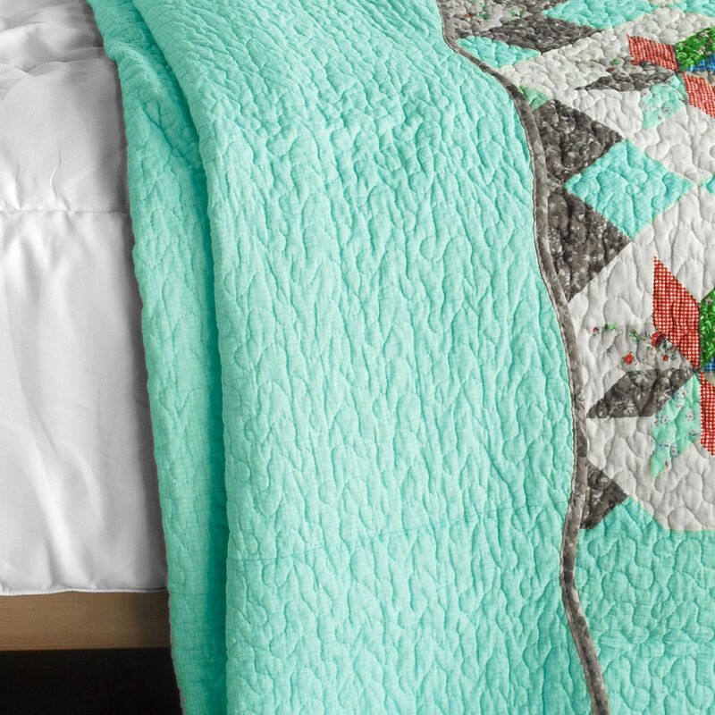 Vermicelli Quilted Cotton Printed Quilt Set Queen Size Deep in My Heart Design Set image number 3