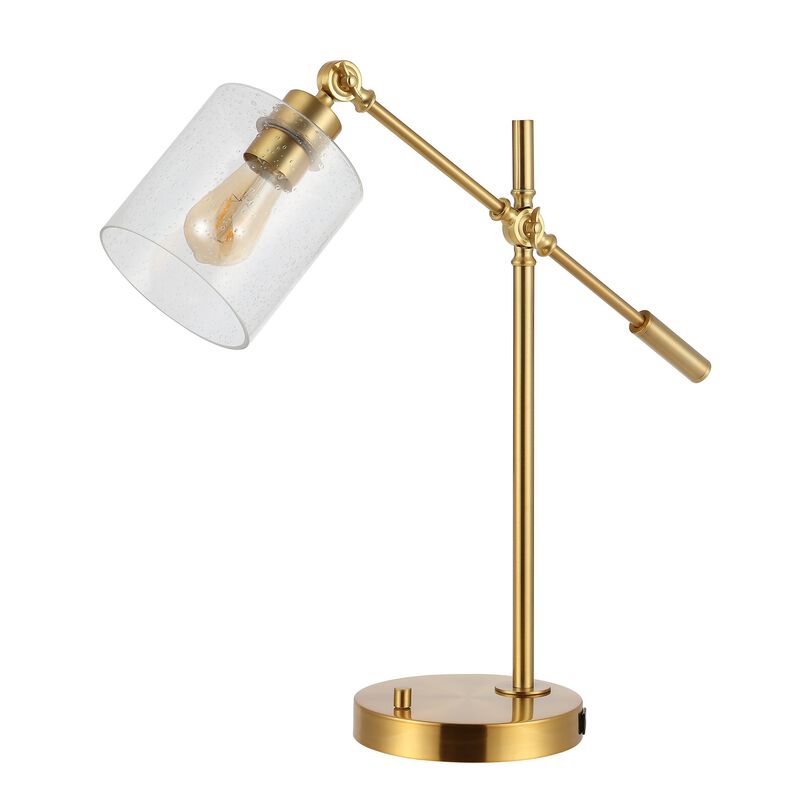 Kathryn Iron/Seeded Glass Adjustable Head Modern USB Charging LED Task Lamp image number 4