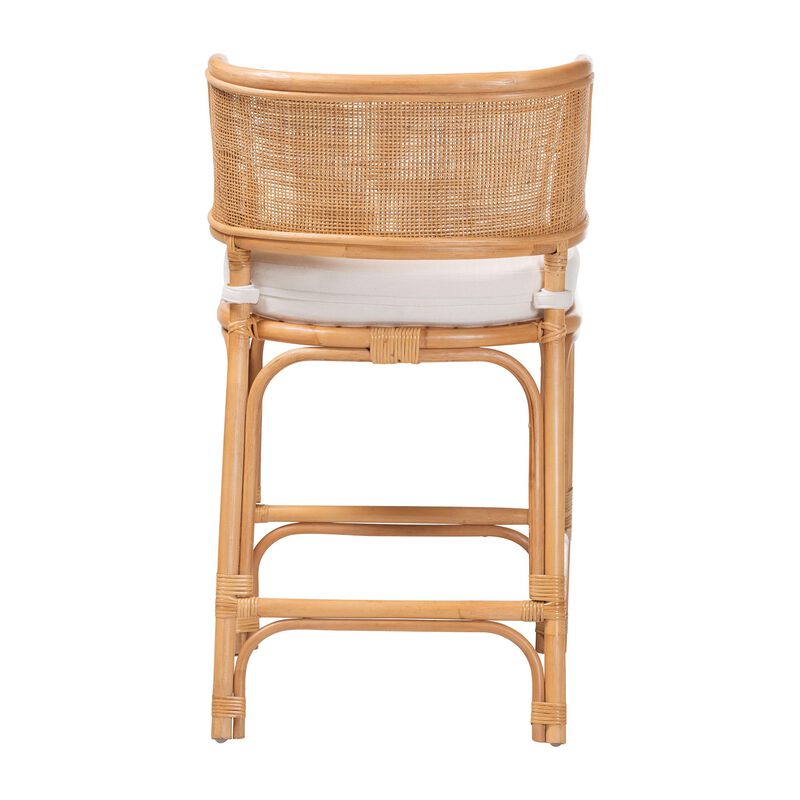bali & pari Ottis Natural Rattan Counter Stool with Cushion - Handwoven Wicker Kitchen Island or Lounge Seating with Integrated Footrest image number 3