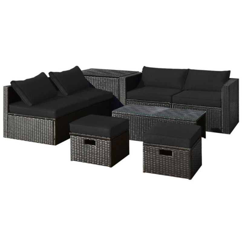 Hivvago 8 Pieces Patio Furniture Set with Storage Box and Waterproof Cover