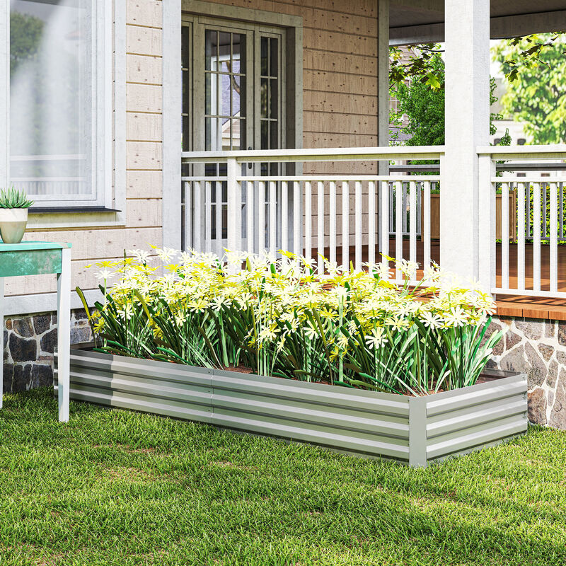 Hivvago Raised Garden Bed 95" x 36" Galvanized Metal Planter image number 7