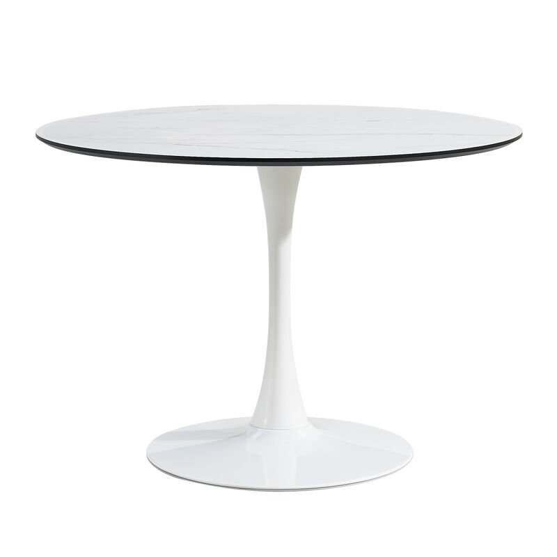 TULIP DINING TABLE, 100cm ROUND, WHT, MARBLE WHT, 1pc per ctn image number 2