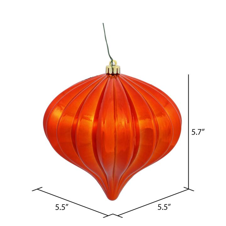 Vickerman 5.7" Burnished Orange Shiny Onion Christmas Ornament, UV Treated, Set of 3