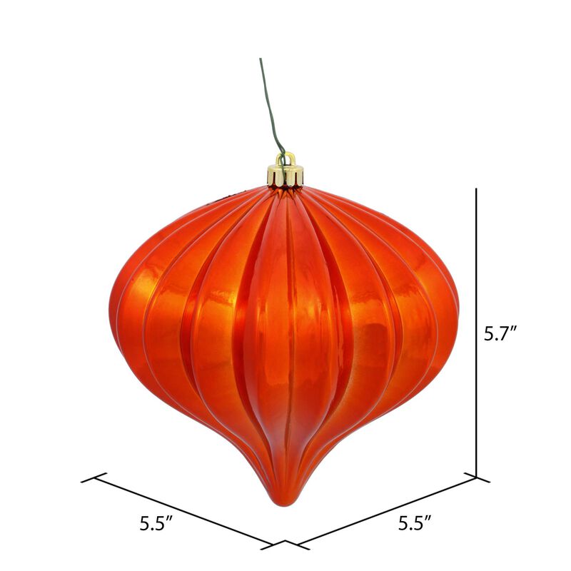Vickerman 5.7" Burnished Orange Shiny Onion Christmas Ornament, UV Treated, Set of 3 image number 1