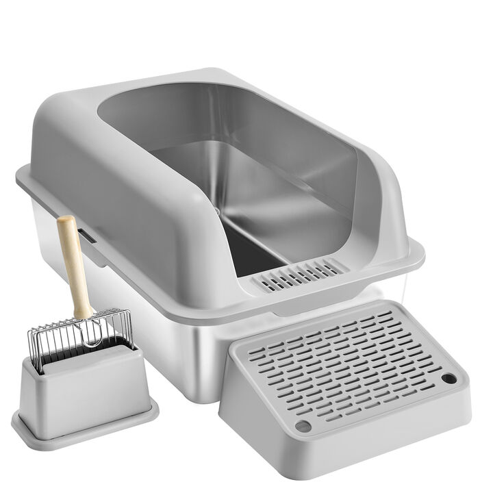 VEVOR 6 in Deep Cat Litter Box Odor-Free Litter Box with Filtering Foot Board