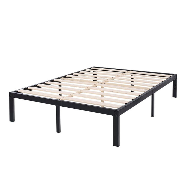 QuikFurn King Heavy Duty Metal Platform Bed Frame with Wood Slats 3,500 lbs Weight Limit
