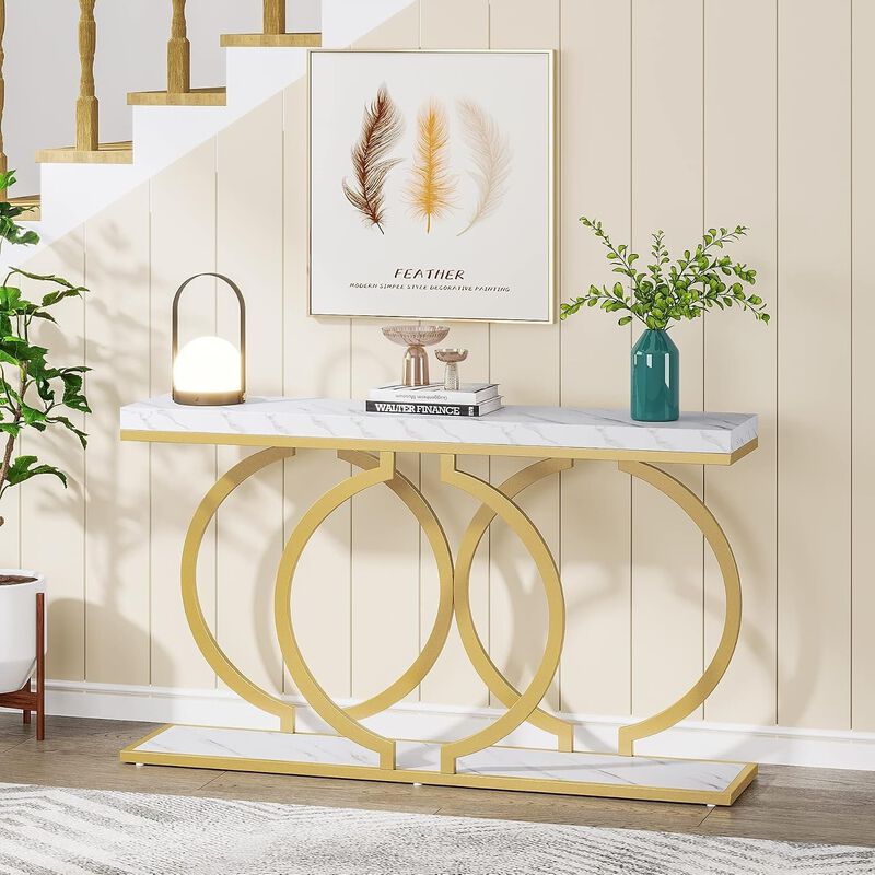 Tribesigns Modern Wood Console Table with Metal Frame image number 5