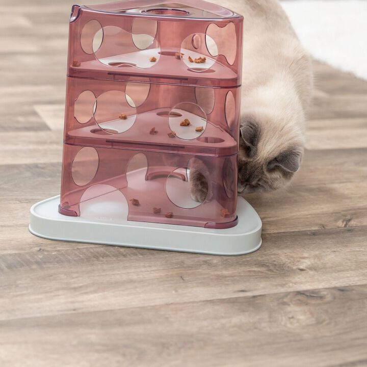 TRIXIE Cheese Tower Strategy Game for Cats, Puzzle Toy, Treat Dispenser