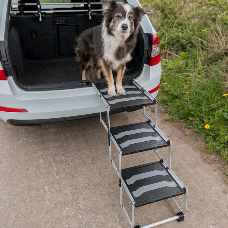 TRIXIE Heavy Duty Foldable 3 Step Pet Stairs, Lightweight Aluminum, Portable Pet Steps image number 1