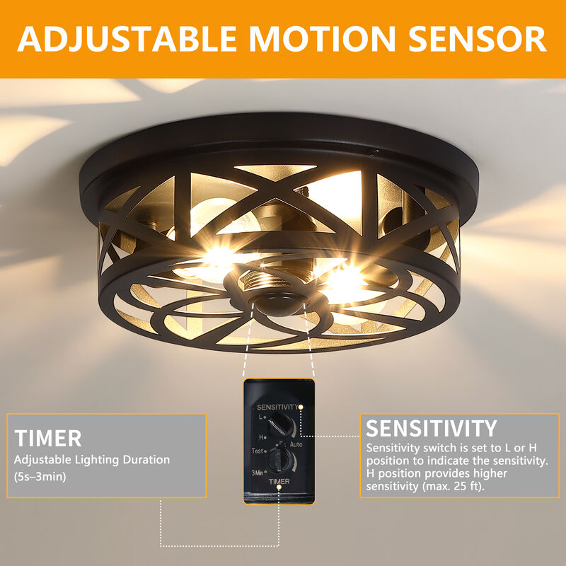 10.94" Modern 2-Light Motion Sensor Outdoor Flush Mount Light image number 4