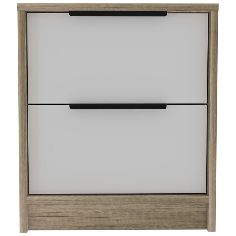 Streamdale Kaia Nightstand, Two Drawers, Metal Handle - White Pine image number 0