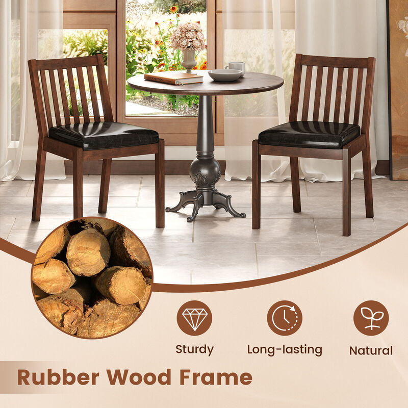 Set of 4 Padded Dining Chairs with PU Leather Upholstery and Wood Legs image number 5