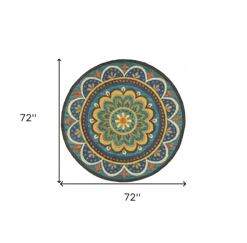 HomeRoots Round Wool Geometric Hand Tufted Area Rug image number 3