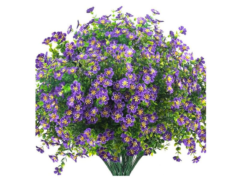 12 Pack Purple Artificial Outdoor Plants UV Resistant Garden Porch Decor image number 0