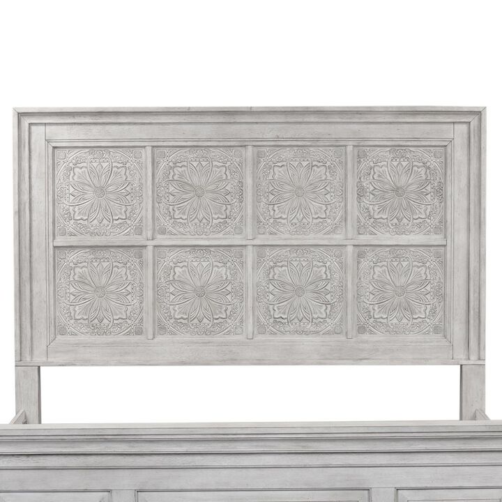 Liberty Furniture Heartland King Decorative Panel Headboard in Antique White w/ Tobacco Top