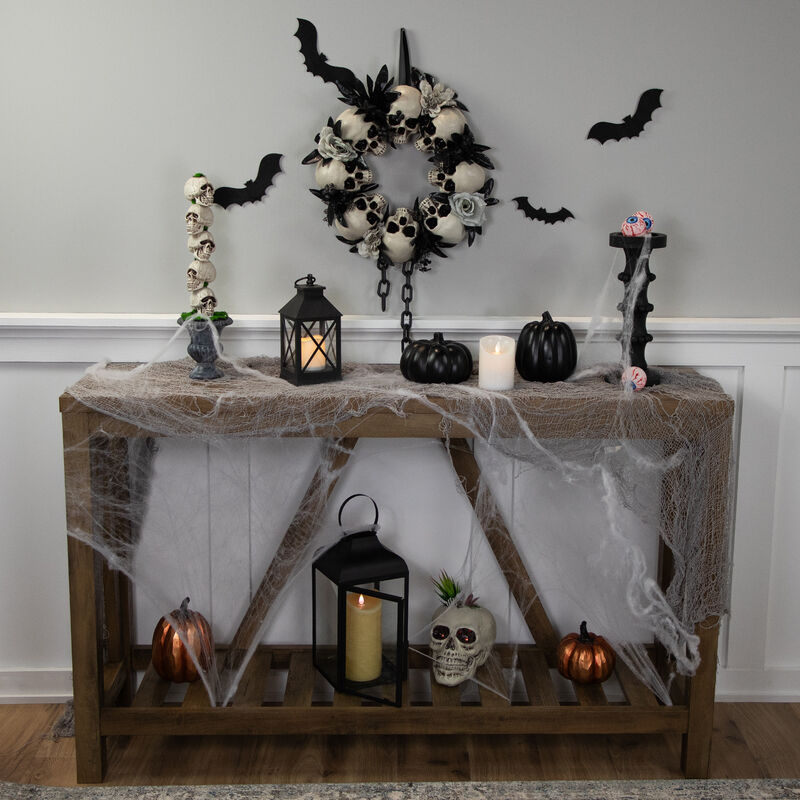 Skulls and Chains with Gray Roses Halloween Wreath  15-Inch  Unlit image number 1