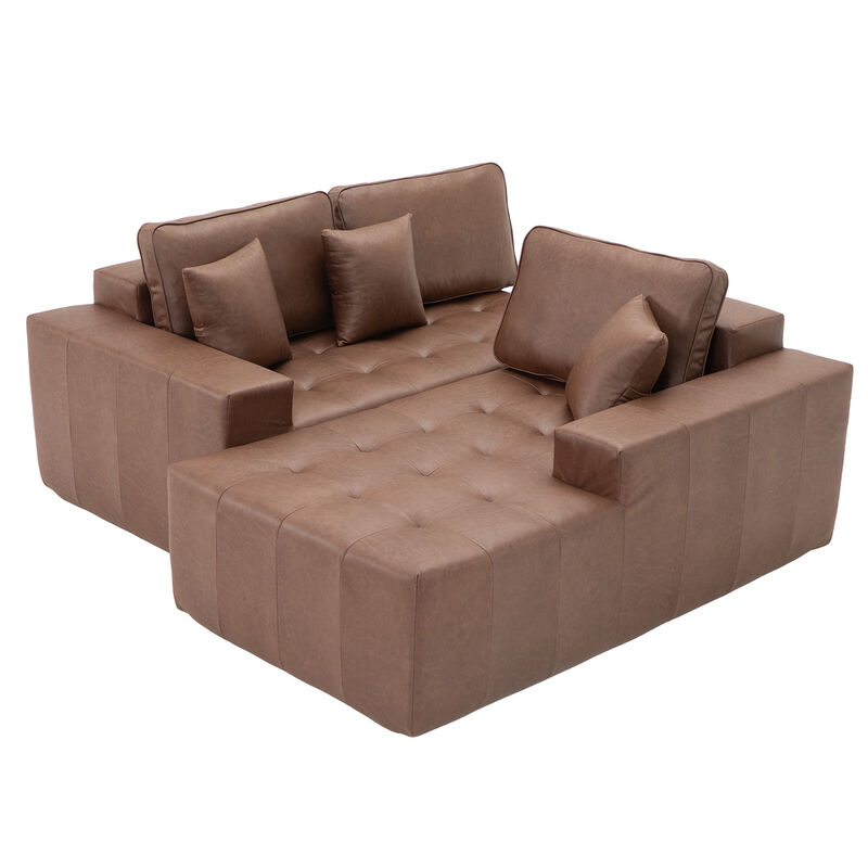 Kipur Faux Leather L-Shaped Sectional Couch image number 5
