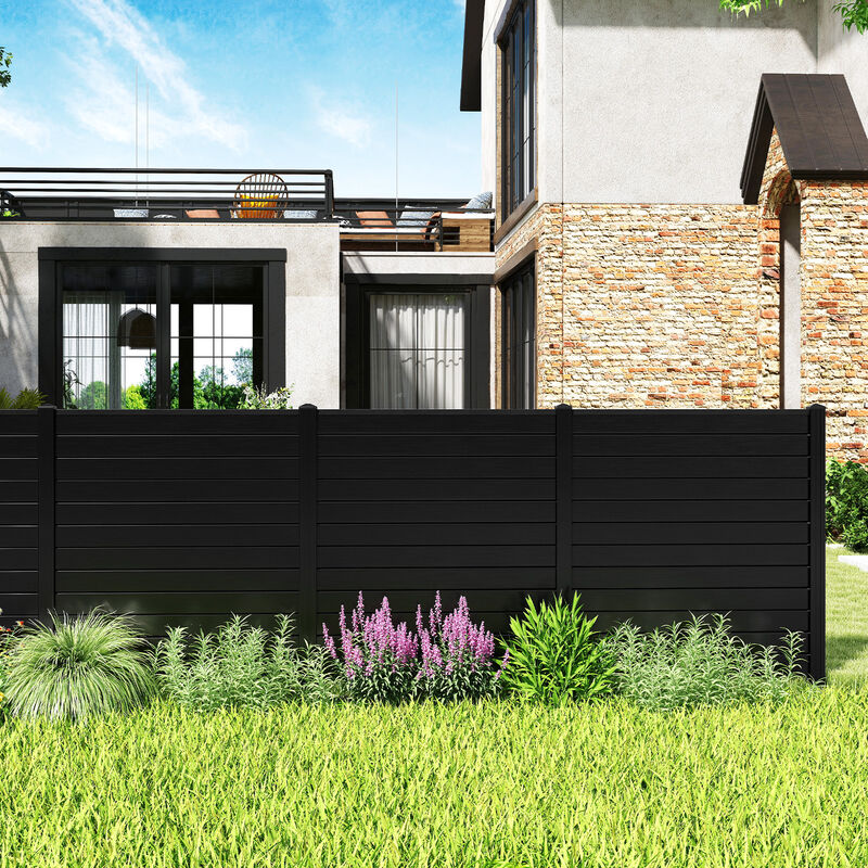 Outdoor 2-Panel Air Conditioner Fence Screen with Metal Stakes for Trash Can Hiding