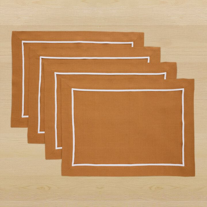 Linen Placemats Set of 4 for Dining Table Decor, 14 x 19 Inch - Kensington