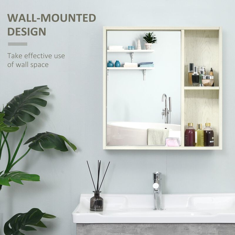White Wall Organizer: 24.75x25.5" Mirrored Medicine Cabinet