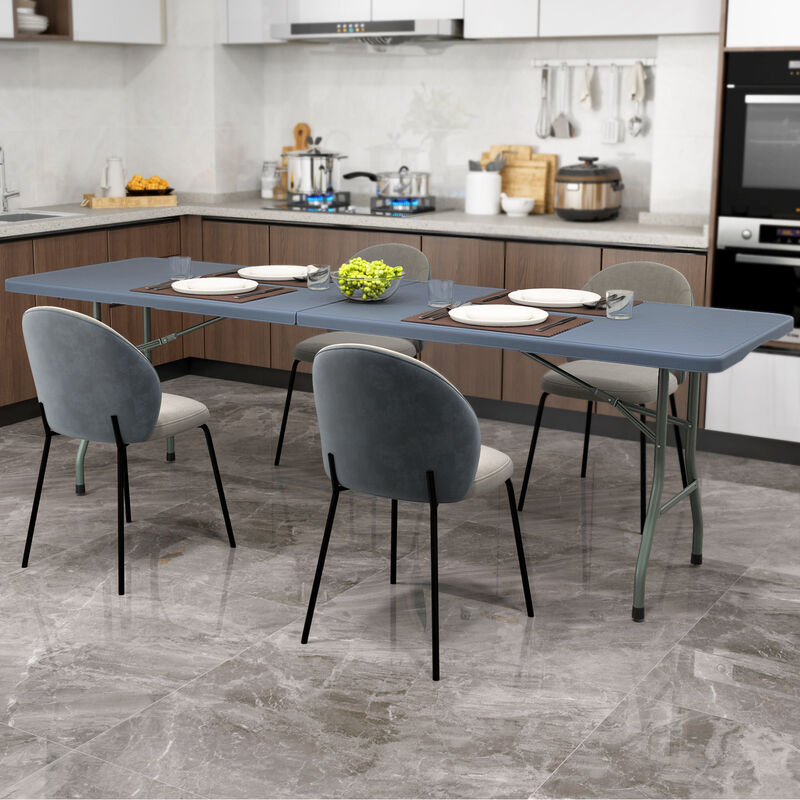 Portable Folding Table 350 LBS Fold-in-Half Table with HDPE Tabletop