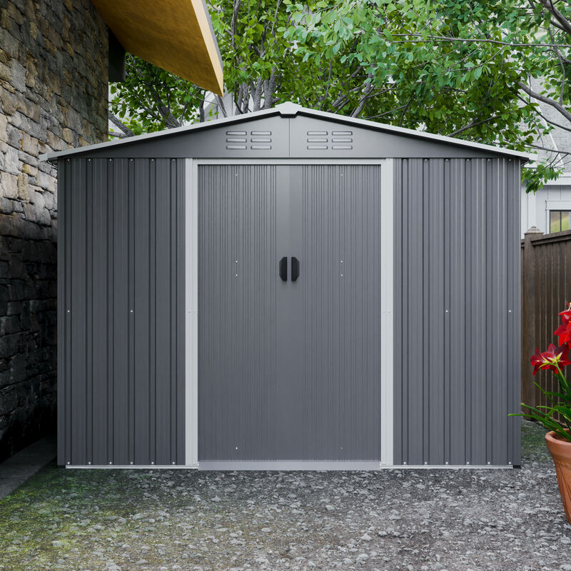 8x6 FT Outdoor Tool Storage Shed with Metal Foundation & Lockable Doors image number 1