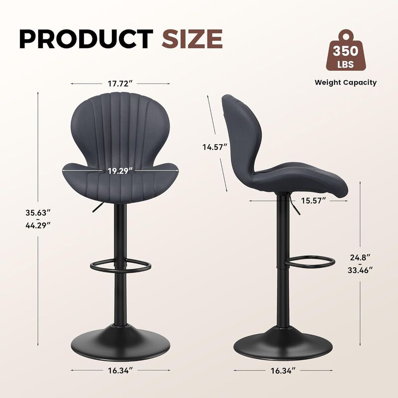 Modern Upholstered Fabric Swivel Bar Stools Set of 2 image number 2