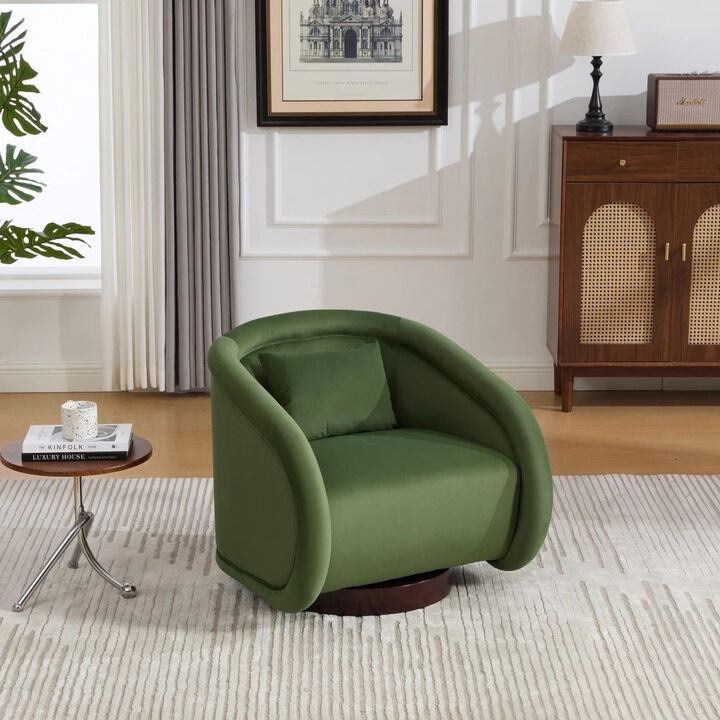 Envelor Luxury Boucle Velvet 360&deg; Swivel Barrel Accent Chair