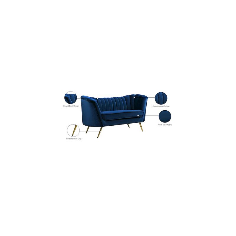 Meridian Furniture Margo Navy Velvet Loveseat