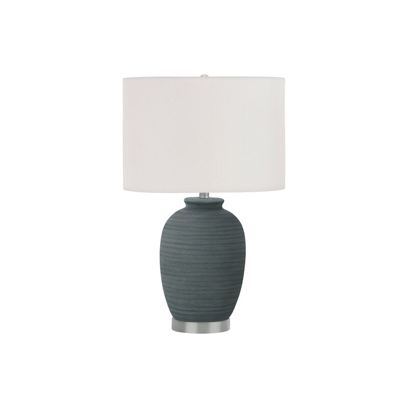 Monarch Specialties I 9622 - Lighting, 24"H, Table Lamp, Blue Ceramic, Ivory / Cream Shade, Contemporary