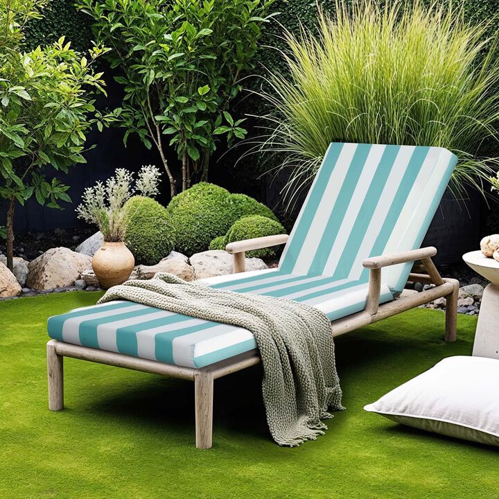 Set of 2 Outdoor Chaise Lounge Cushions, Waterproof & Fade-Resistant, Striped Design