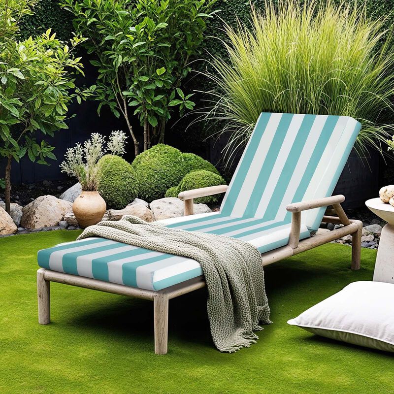 Set of 2 Outdoor Chaise Lounge Cushions, Waterproof & Fade-Resistant, Striped Design image number 1
