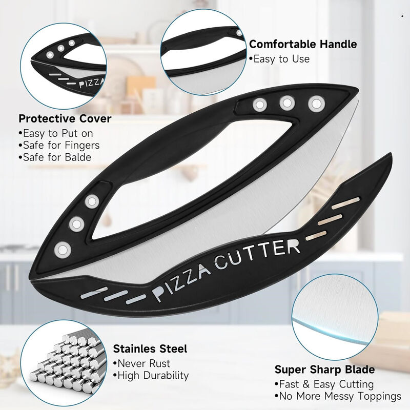 12" Stainless Steel Pizza Cutter Rocker Blade with Cover image number 2