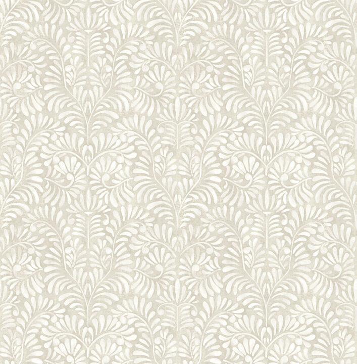 Elma Taupe Fiddlehead Wallpaper