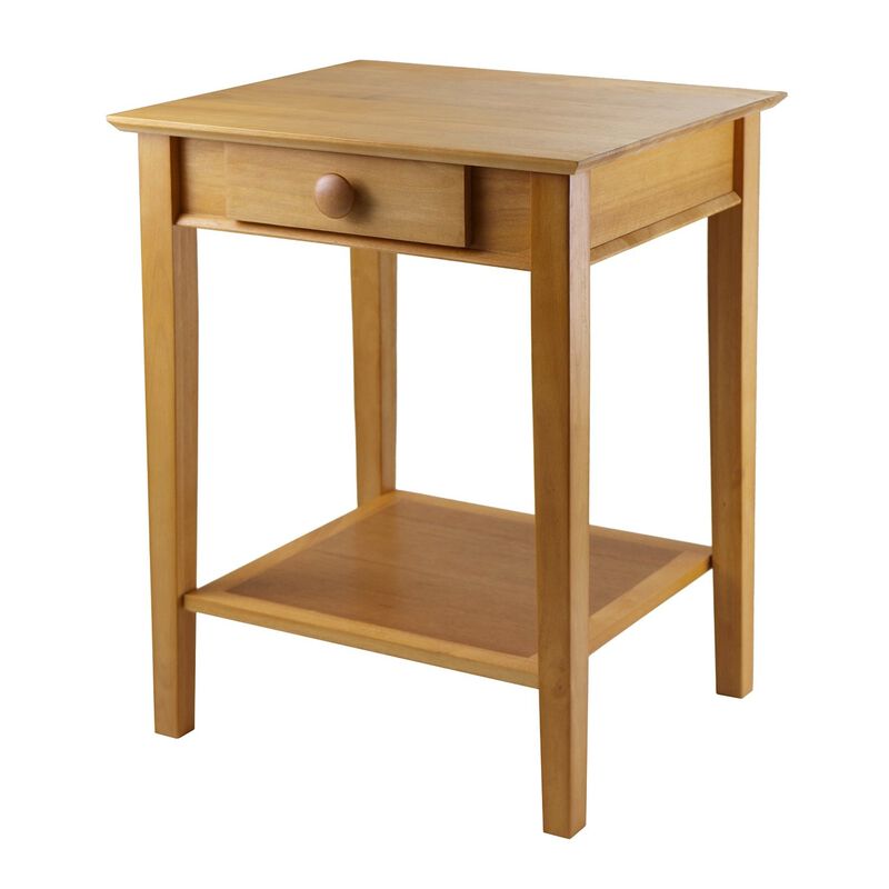 Hivvago Modular Wooden Printer Stand with Drawer and Bottom Shelf in Honey