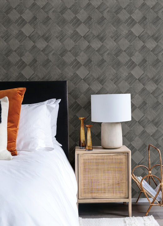 Thriller Black Wood Tile Wallpaper (Set of 2)