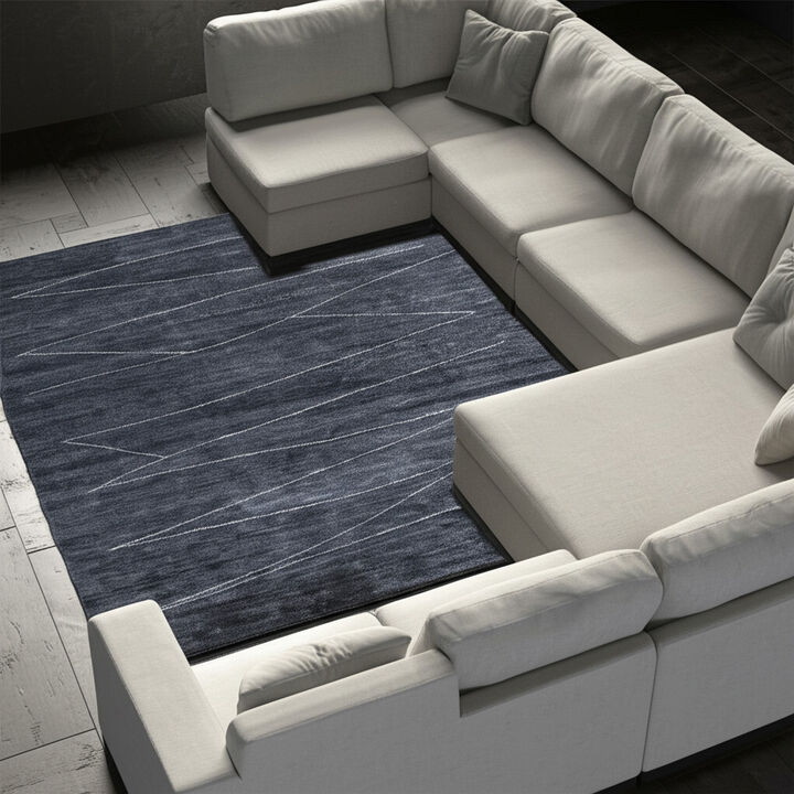 HomeRoots Abstract Hand Knotted Distressed Area Rug