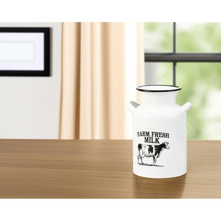 Hivvago 8 Inch Black And White Metal Jug Vase