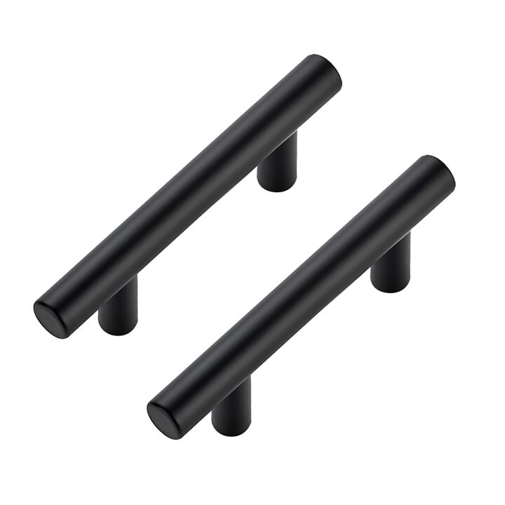 JOY DECOR 3 Pack Cabinet Handles, Black Cabinet Pulls, 2-1/2 in Hole Center Kitchen Hardware, Stainless Steel T Bar Handles for