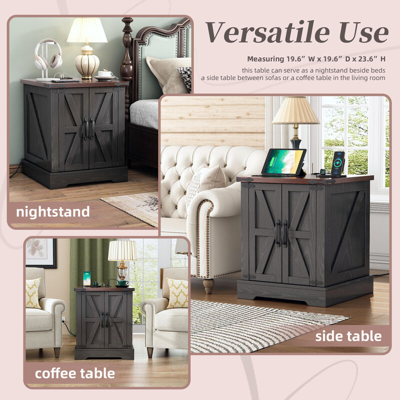 Merax Versatile Side Table End Table with Charging Statio