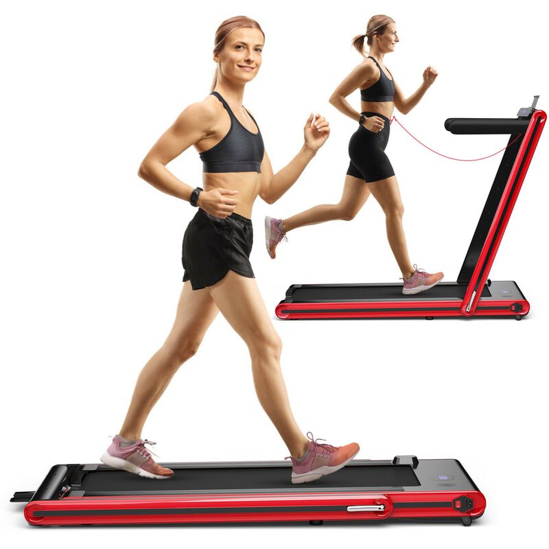 2 in 1 Portable Folding Treadmill with Dual LED Display for Walking and Exercise image number 7