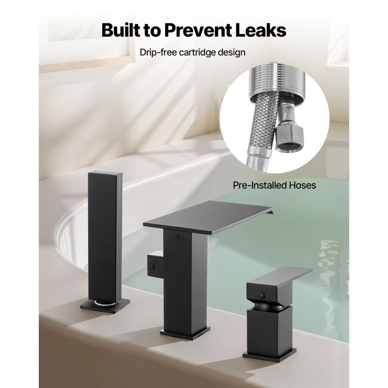 Roman Tub Faucet Set with Waterfall Spout, Shower Head, 1 Handle for Bathing image number 4