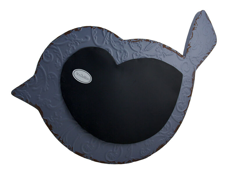 Embossed Bluebird Distressed Finish Metal Chalkboard Wall Hanging image number 0