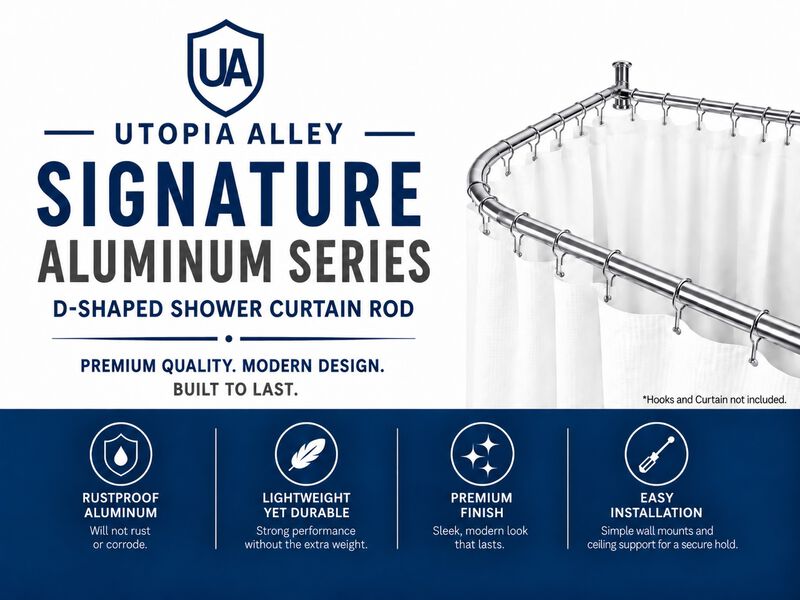 Signature Aluminum Series Freestanding Tub Shower Curtain Rod image number 1