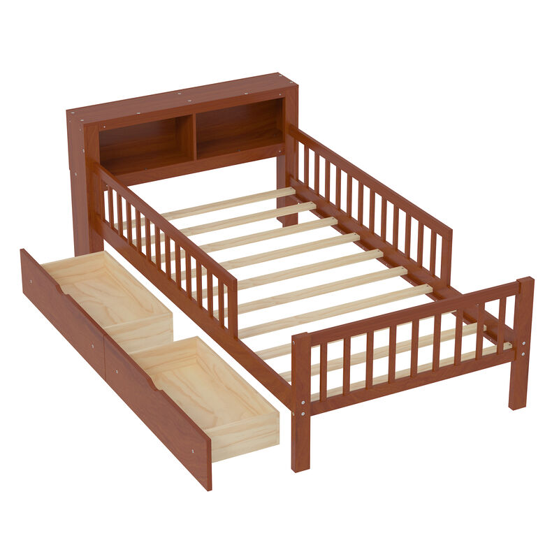 Merax Platform Bed with Headboard Storage Rack