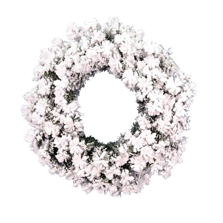 Vickerman 48" Flocked Alaskan Pine Artificial Christmas Wreath, Unlit - Faux Pine Christmas Wreath - Seasonal Indoor Home Decor