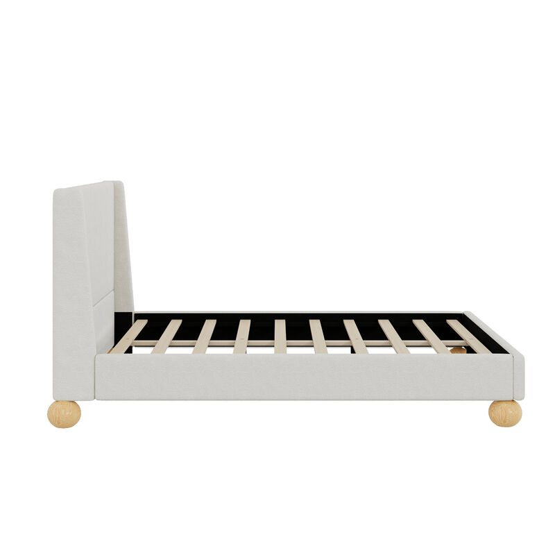 Merax Modern Velvet Upholstered Platform Bed image number 4